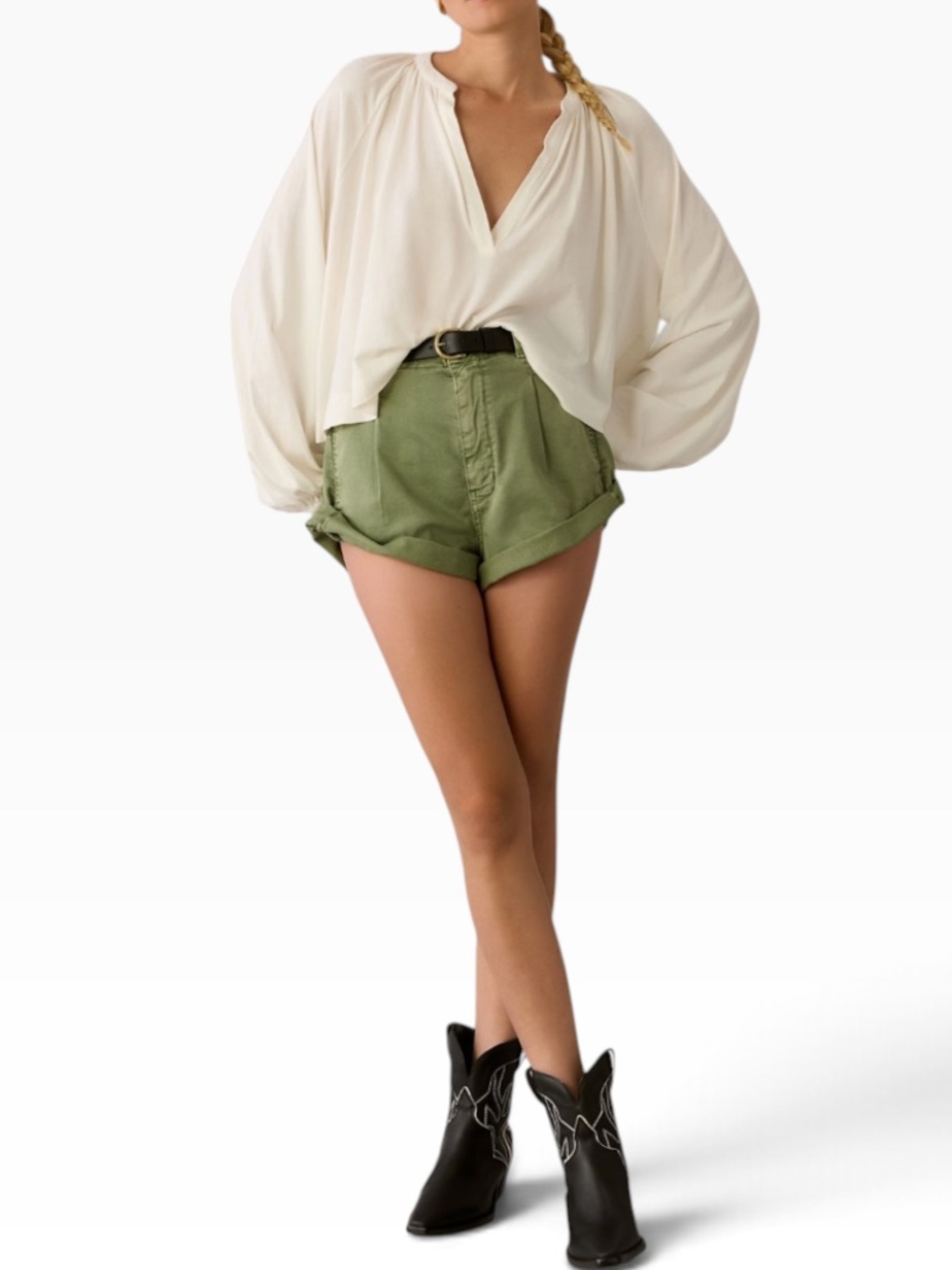Anthropologie Maeve Split-Neck Pleated Long Sleeve Blouse